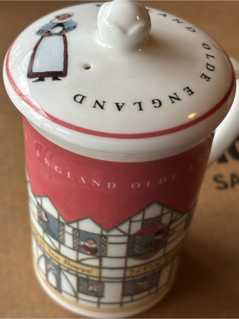 Vintage Olde England Lidded Tea Mug – Tudor Cottage Tea Cup English Tea Pottery